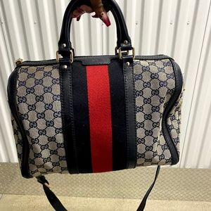 Blue & Red Gucci Monogram Handbag Purse